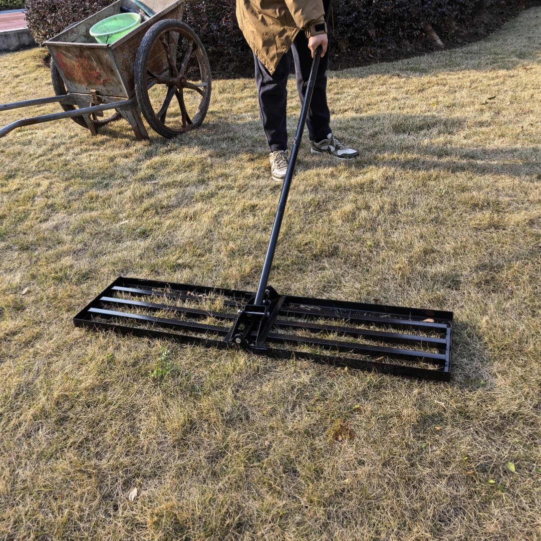 Lawn Leveling Rake, 42” x 10” Leveling Rake,Lawn Leveler w/ 72” Long Non-Slip Handle, Level Lawn Tool for Grass, Golf Field, Level Soil or Dirt Ground
