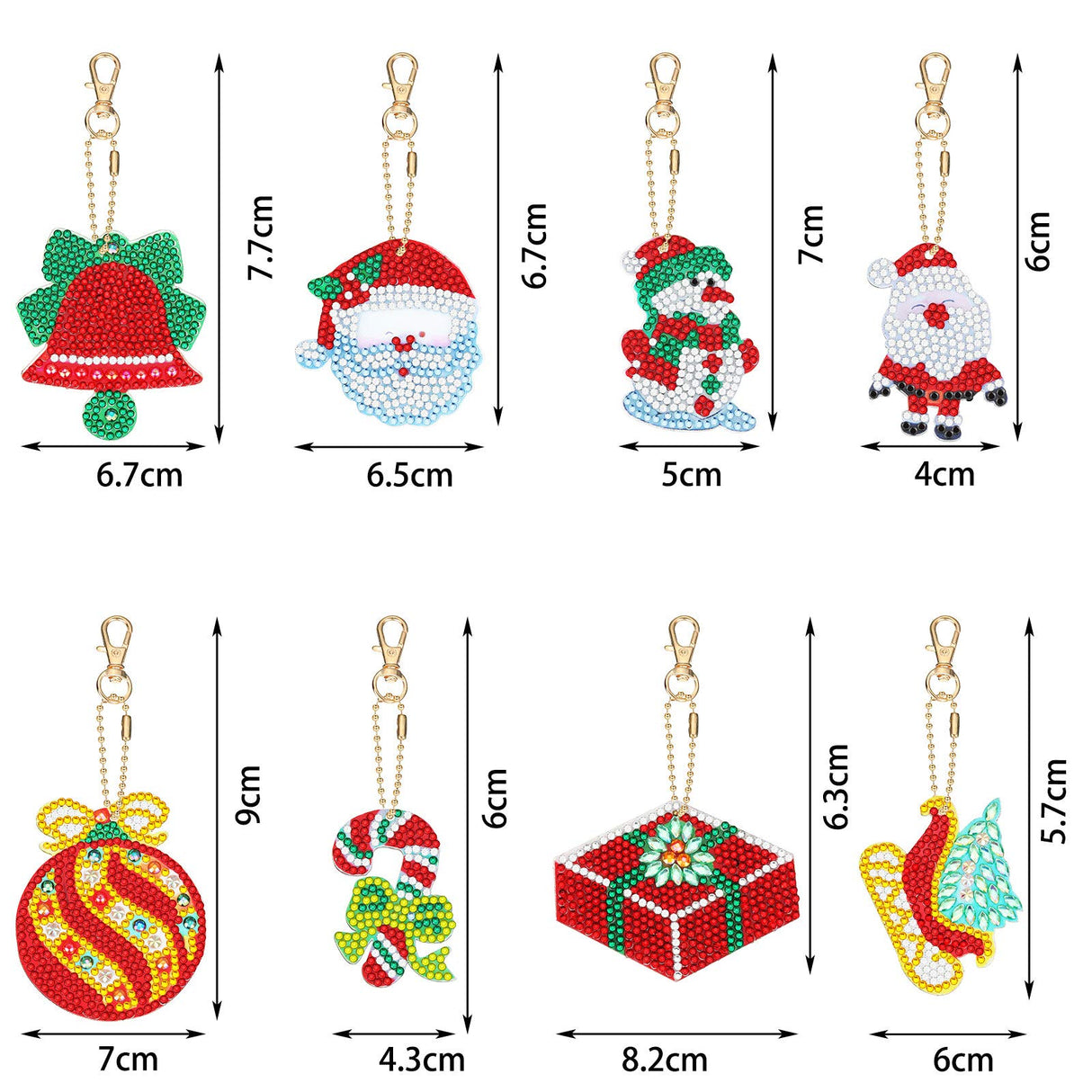 Yaomiao 17 Pieces Double Sided Diamond Art Christmas Ornaments Christmas Keychains Diamond Art Kit for Adult DIY 5d Painting Round Drill Key Chain Xmas Crystal Rhinestone Arts Craft Keychain Supplies