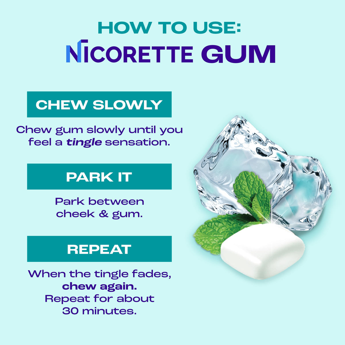 Nicorette Nicotine Gum 2mg, White Ice Mint, 200 Count