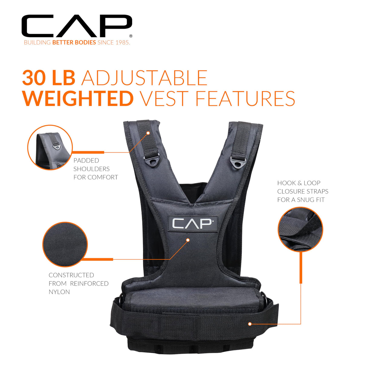 CAP Barbell Women's Weighted Vest, 30 Pound, Black