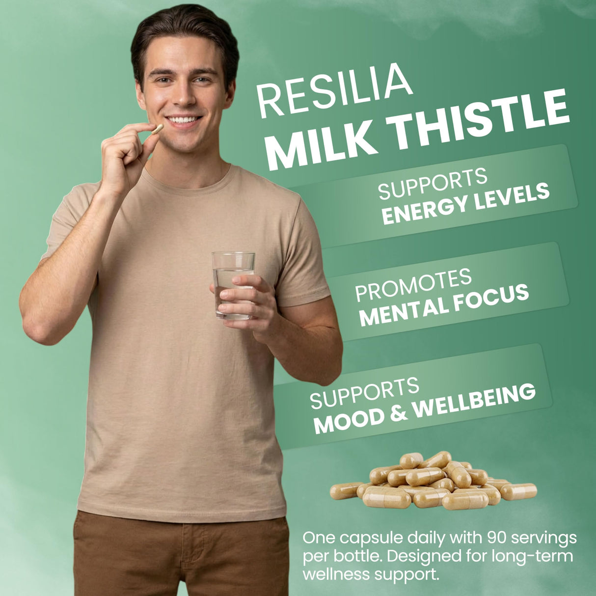 Resilia Milk Thistle Silymarin – 300 mg Supplement with Dandelion, Vitamin C, Inositol, Pueraria Root & Turmeric Extract, Antioxidant-Focused Plant Formula, 30 Vegetarian Capsules