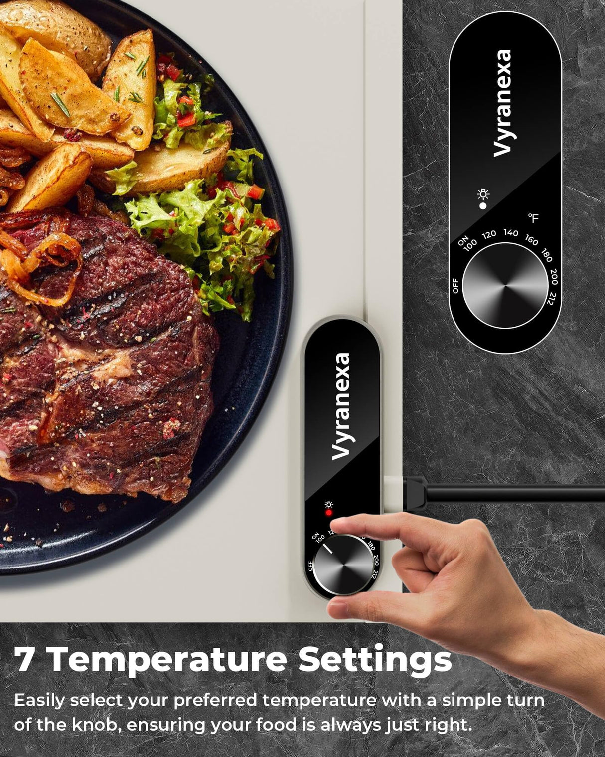 Warming Mat for Food - Space-Saving, Fits Two Baking Dishes, 7 Temp Settings, 4h Auto Shut-Off, Durable Silicone Surface, Easy to Clean, Perfect for Parties and Everyday Use (White, Medium)