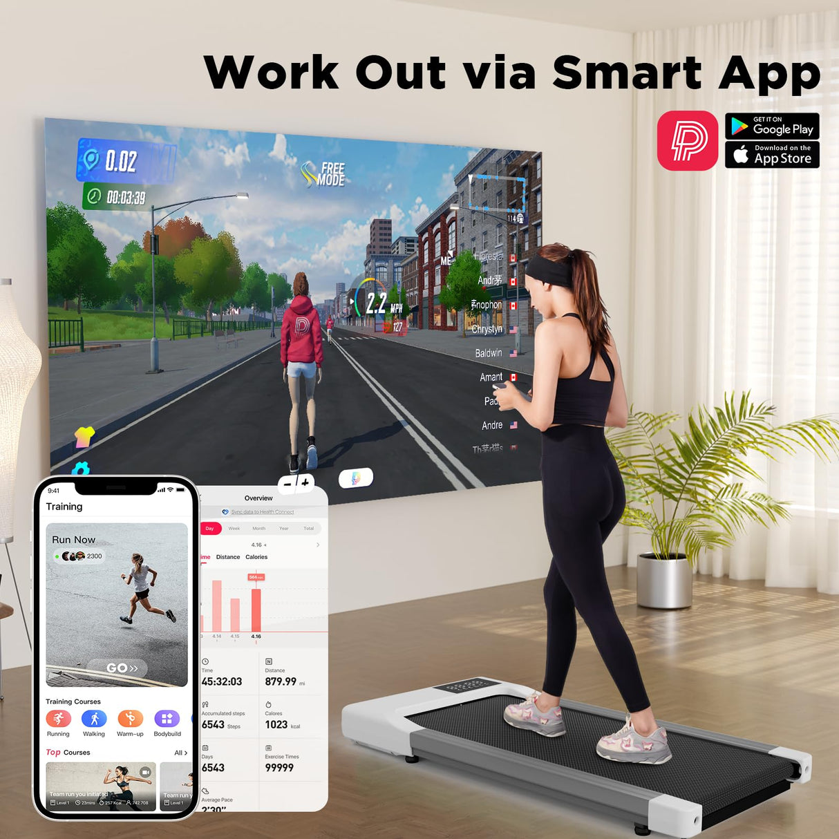 SupeRun Walking Pad, Under Desk Treadmill, 3 in 1 Portable Treadmill with Remote Control LED Display, 2.2 HP Quiet Walking Jogging Machine for Office Home Use, 300 Lbs Capacity