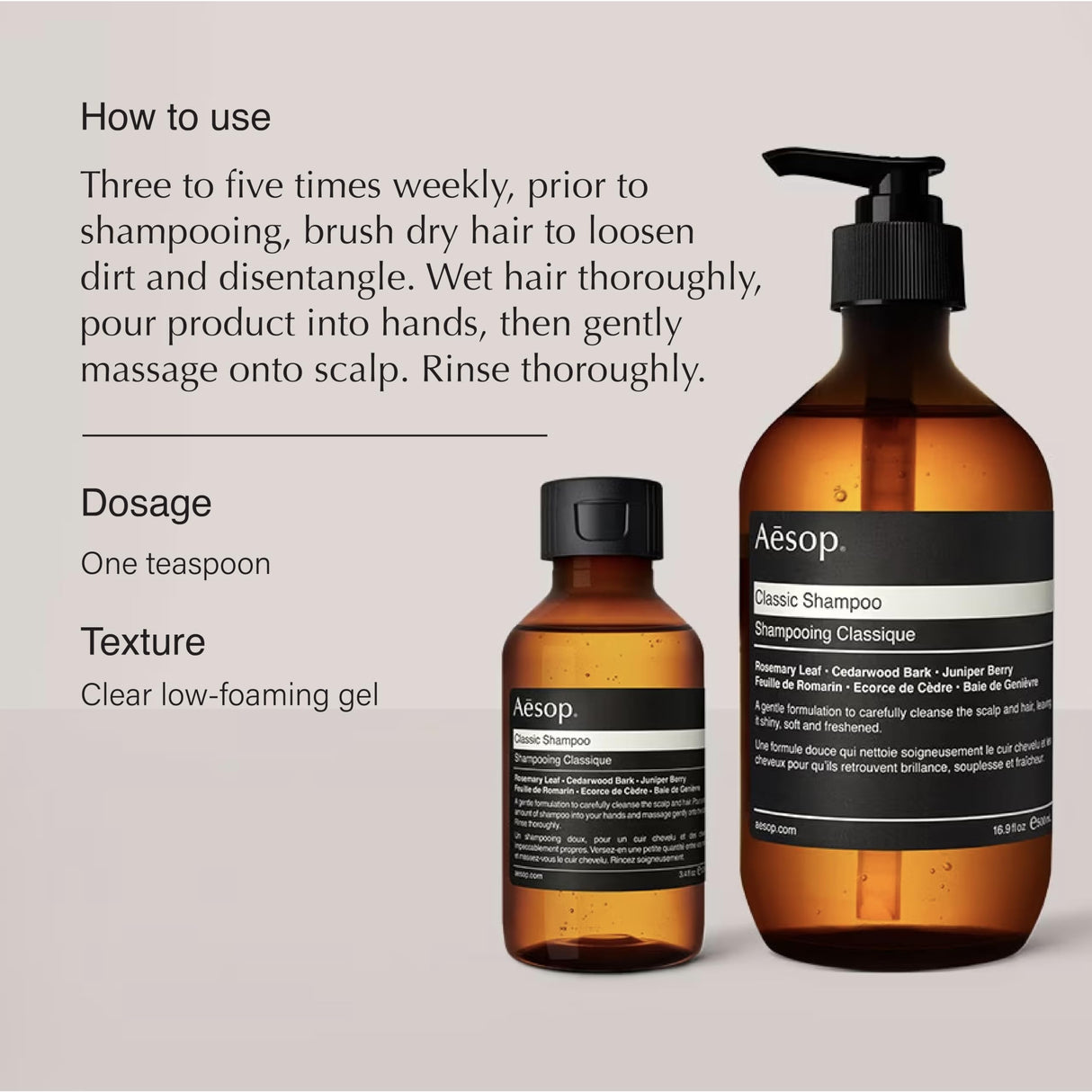 Aesop Classic Shampoo & Classic Conditioner Set | Adds Shine, Hydration, Softness to Hair | 500 mL / 16.9 oz