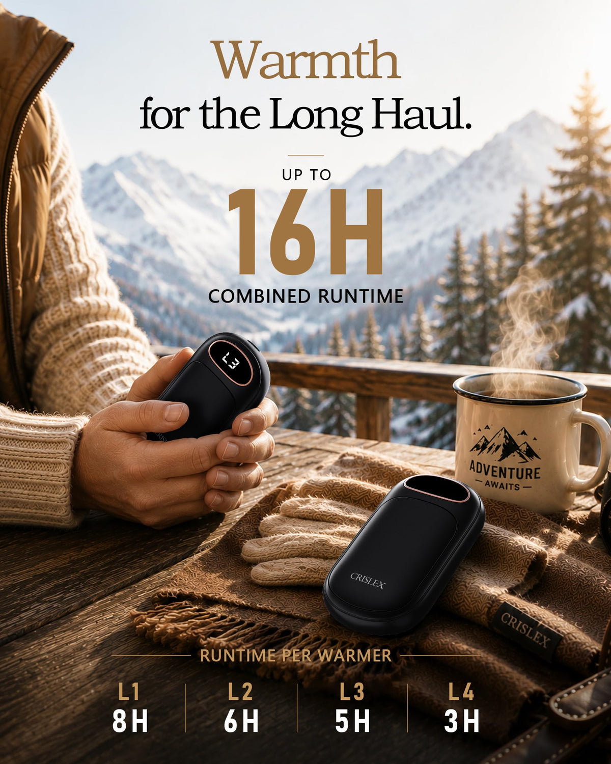 Hand Warmers Rechargeable 2 Pack, Smart LED Display, Long-Lasting Safe Warm