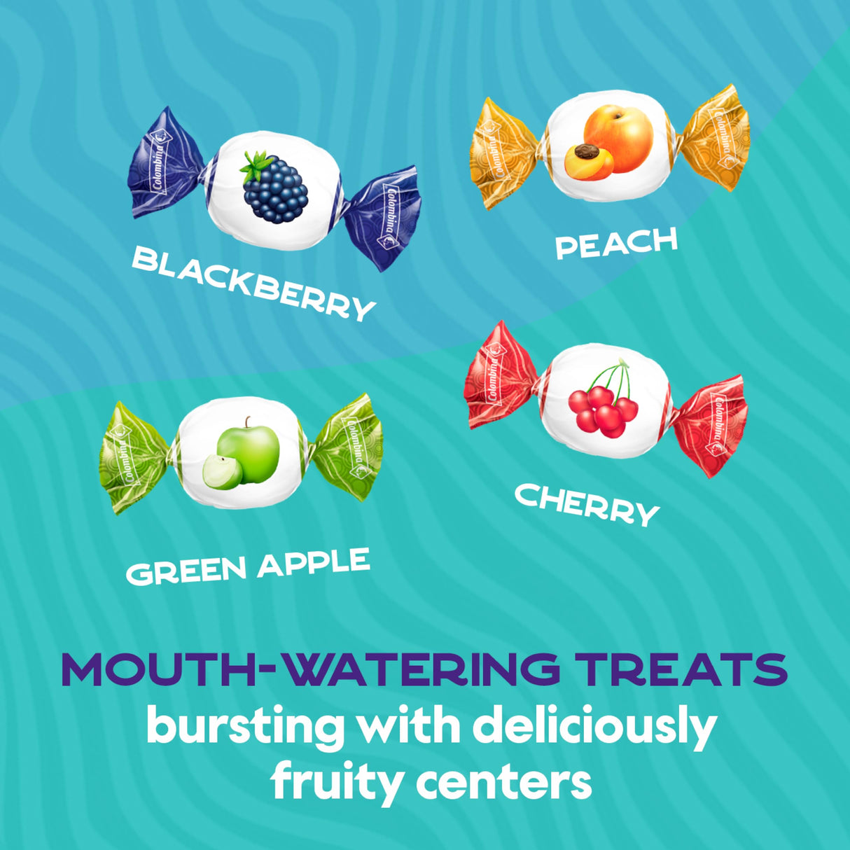 Colombina Delicate Fruit Drops, 4 Assorted Fruit Candy Flavors, Individually Wrapped, Ideal for Easter, Halloween, and Christmas, 2.2lbs (Pack of 4)