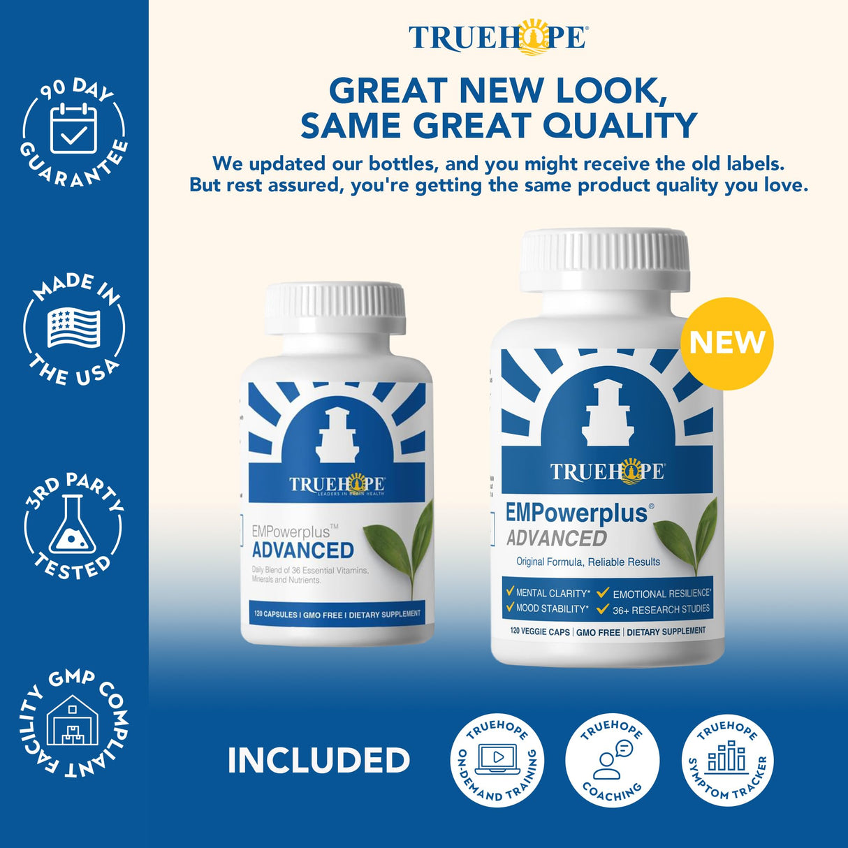 Truehope EMPowerplus Advanced Multivitamin for Women and Men - Broad-Spectrum Essential Multivitamin and Chelated Minerals to Support Cognitive Functions - Original Formulation - 120 Capsules