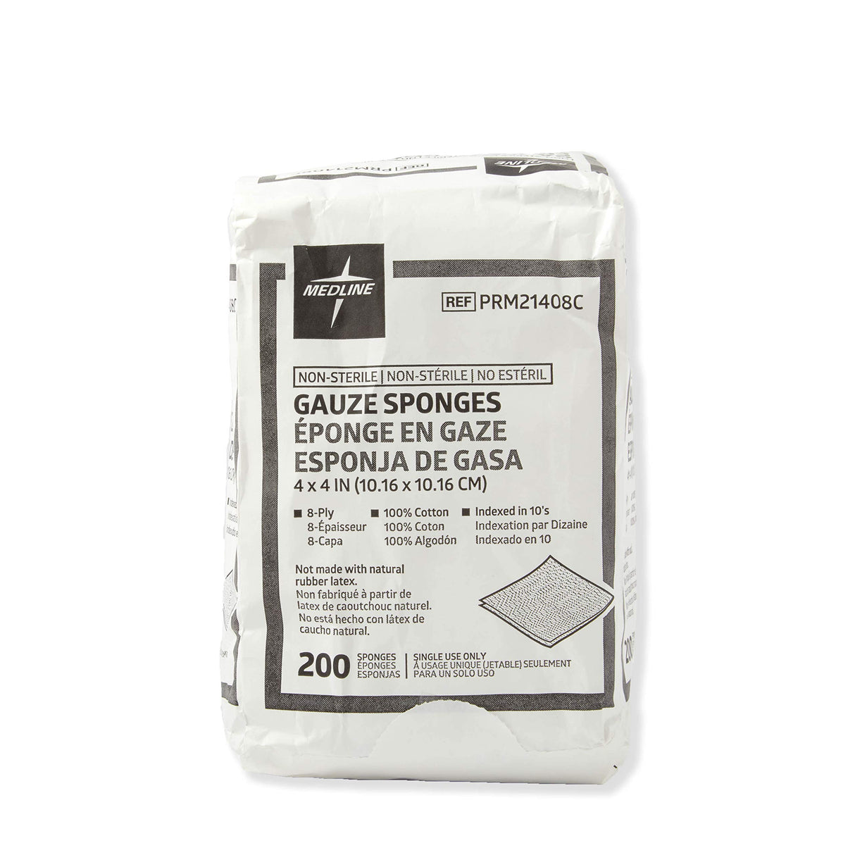 Medline Non-Sterile Cotton Woven Gauze Sponges, 8 Ply, Ideal for Wound Dressing and Cleaning, Case of 4000