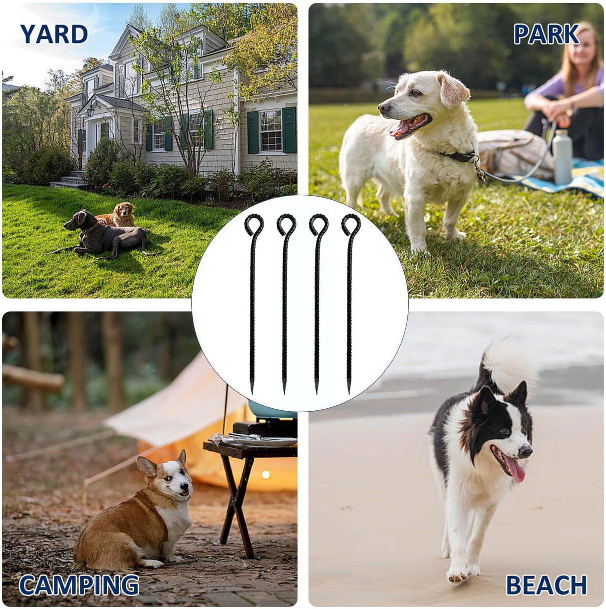 16 Inch Rebar Stakes,Metal Stake Ground,Ground Anchor,Heavy DutyTent Stakes,Baking Paint Metal Stakes,Tent Stakes,Ground Stakes ,0.5 Inch Diamete (6 Pack) , Outdoor Travel