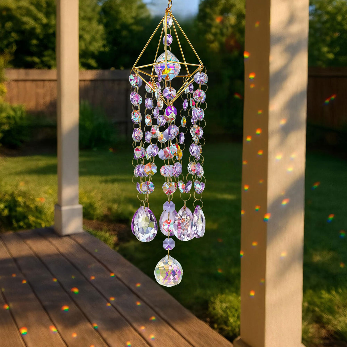 21.5'' Crystal Prisms Suncatcher for Window Hanging,Purple