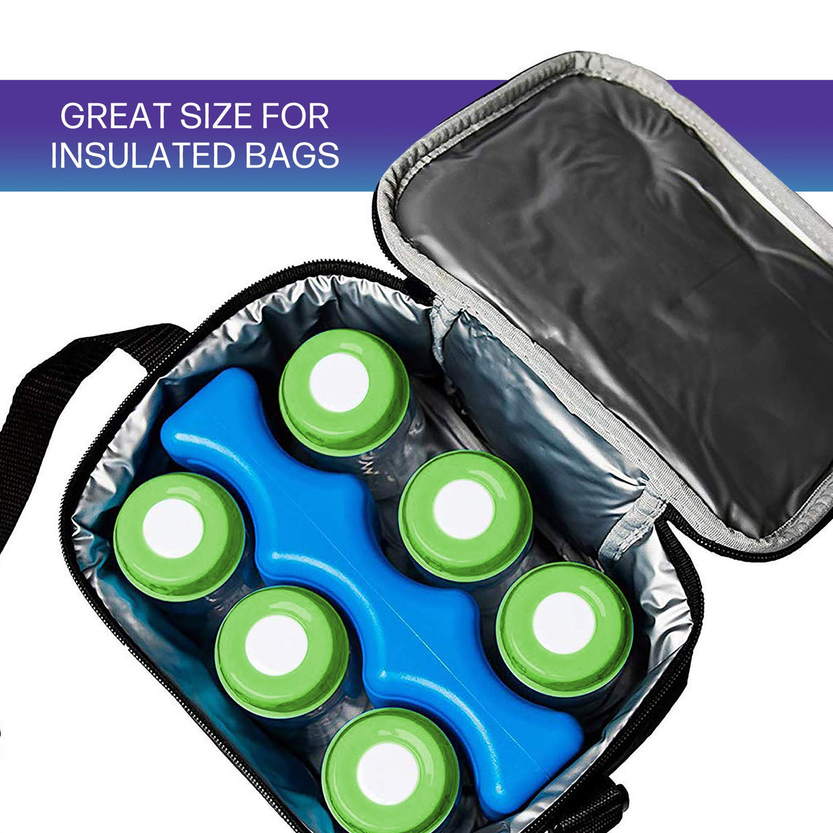 LotFancy 2PCS Contoured Freezer Packs for Breastmilk Bottle Storage, Lunch Box, Insulated Bags, Long Lasting Reusable Cool Packs for Beer Cans Soda, Camping Beach Picnic