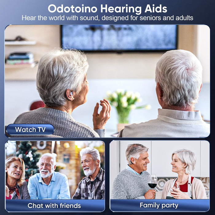 Hearing Aids, ODOTOINO Rechargeable Hearing Aid for Seniors Adults with Noise Cancelling, 16-Channel Digital Invisible Hearing Amplifier with Volume Control, Portable Charging Case, Black
