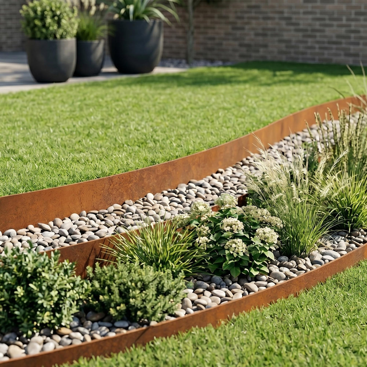 Worth Garden 6 Pack Cor-Ten Steel Landscape Edging w/Rust Patina Finish - 40" L x 8" H Strips - Hammer-in 14-Gauge Metal Corten Edging Border w/ 7 Clips & Gloves - Edge for Lawn Yard (20Ft Total)