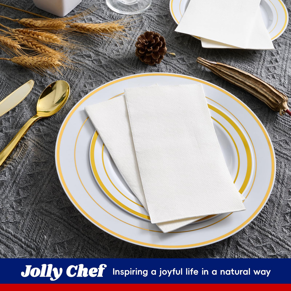 JOLLY CHEF 200 Pack Bathroom Paper Napkins Disposable Guests Hand Towels