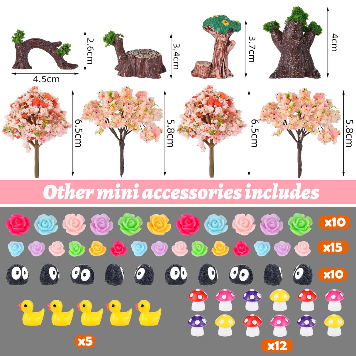 HIYZI 93 Pcs Fairy Garden House Resin Accessories Fairy Elves Kit Miniature Fairy Figurines Ornaments Animals Decor Outdoor for DIY Dollhouse