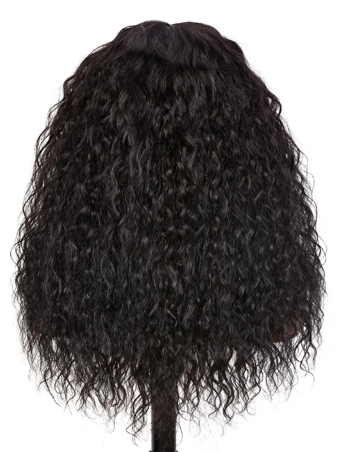 Black Curly Wigs With Bangs for Black Women Human Hair Fix Premium Fiber Long Black Wig for Daily