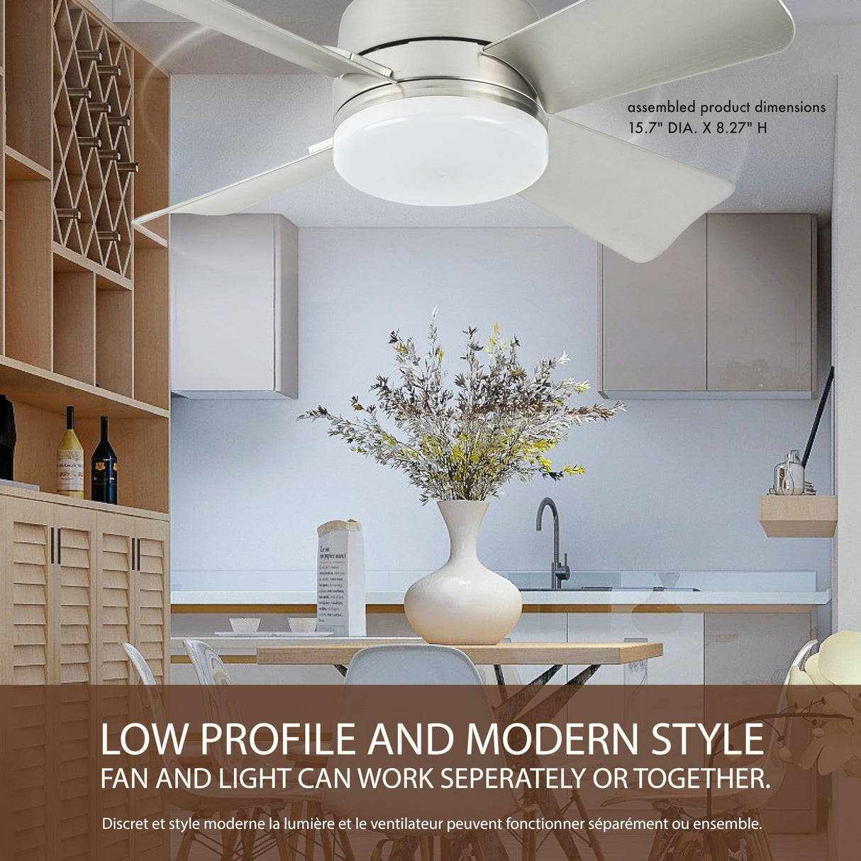 Bell+Howell Socket Breeze Cool Light Deluxe Silver โ Ceiling Fans with LED Lights and Remote Control, Replacement for Lightbulb - Bedroom, Kitchen, Living Room,1000 Lumens / 5000 Kelvins