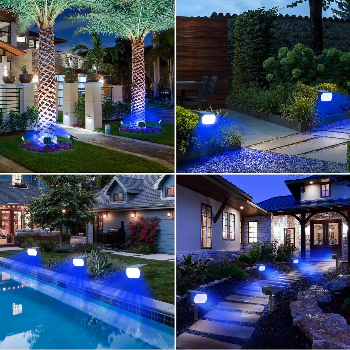 nipify 4 Pack Solar Spot Lights Outdoor, Solar Powered Waterproof Spotlight, Landscape Lighting for Outside Yard Garden Pathway,Blue