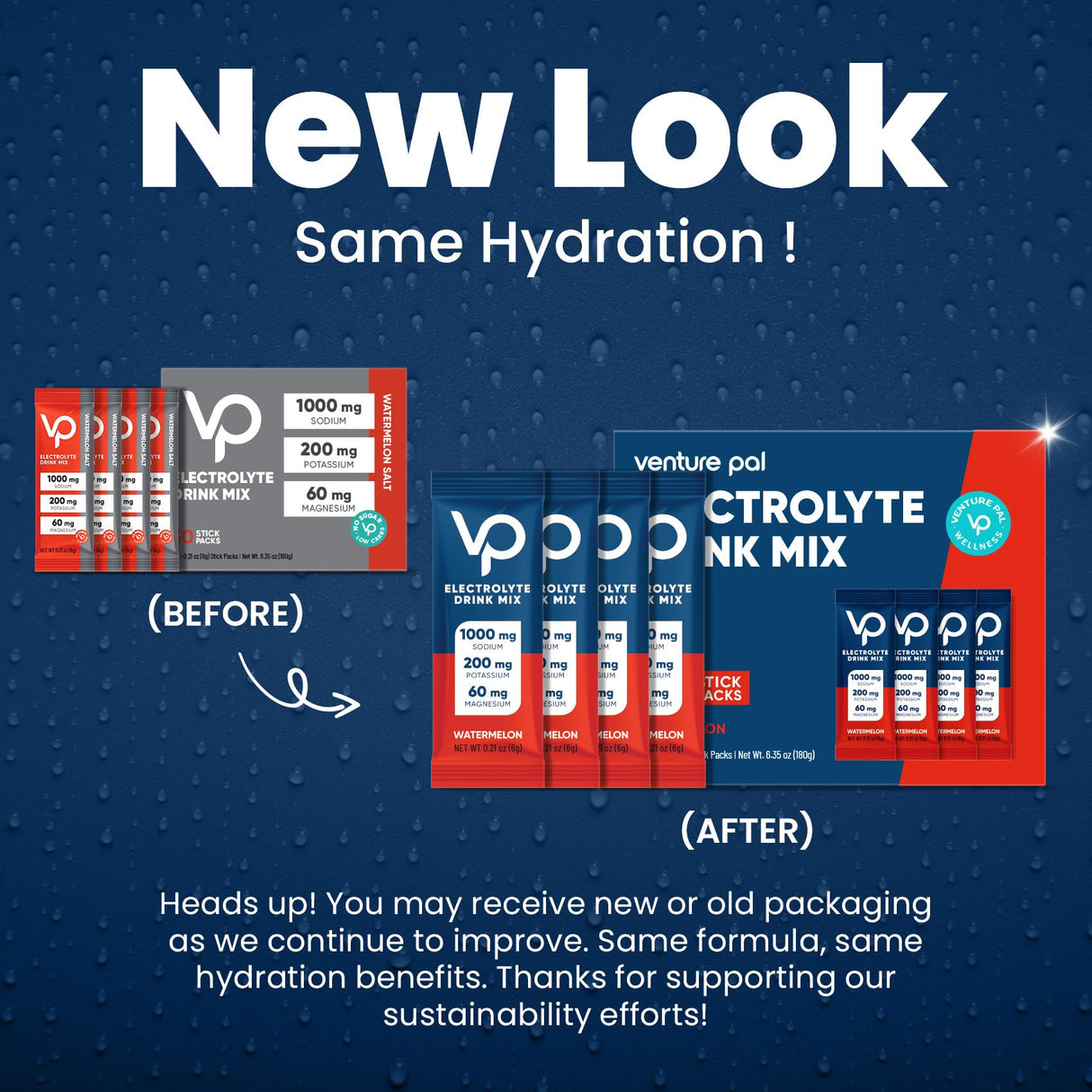 Venture Pal High Sodium Sugar Free Electrolytes Powder Packet - Hydration Packets with Sodium, Potassium & Magneisum | Zero Calories | Vegan | Keto & Paleo Friendly Electrolyte Drink Mix | 30 Stick