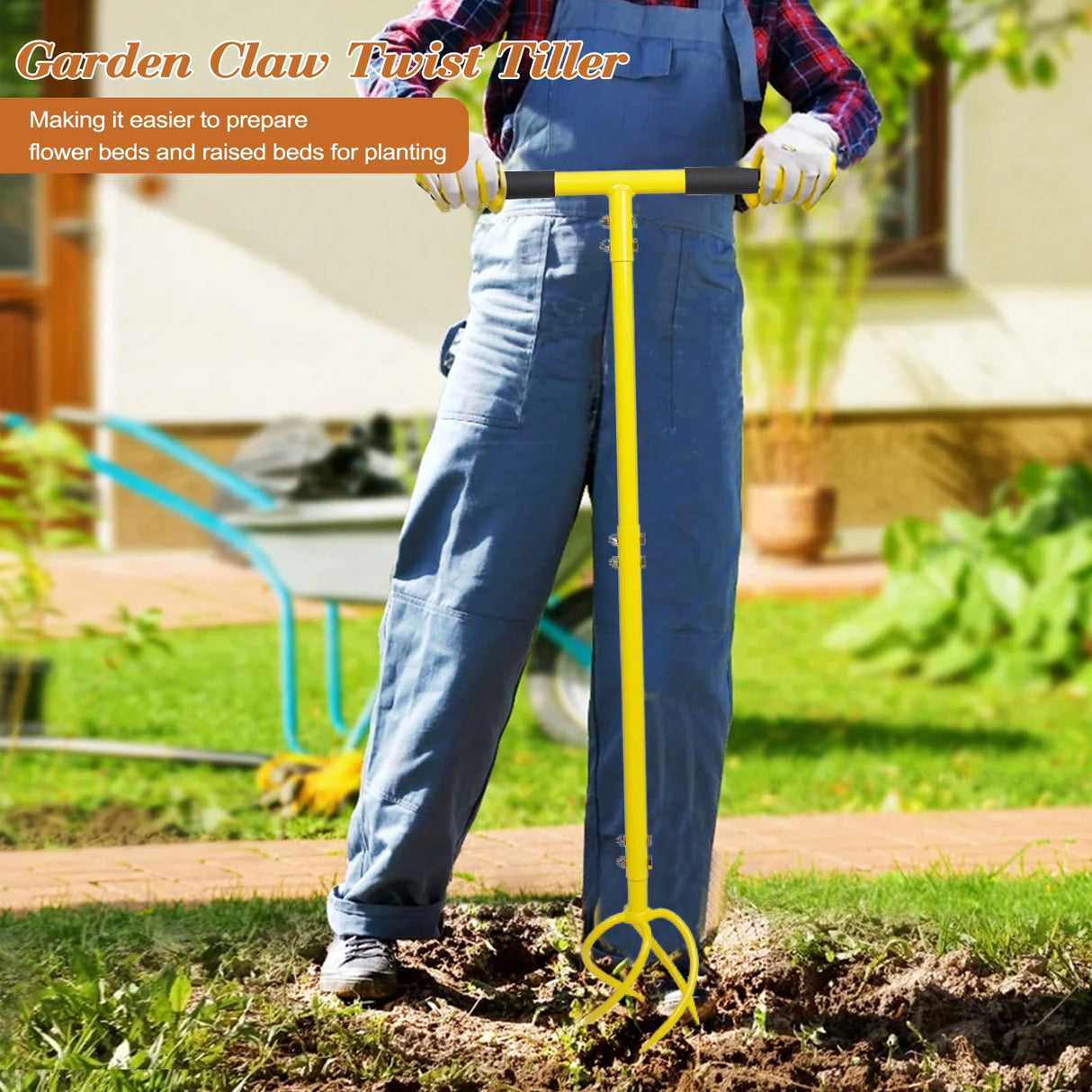BARAYSTUS Garden Hand Tiller Garden Claw Twist Tiller Cultivator Tiller Soil Loosener Lawn Aerator Areator Loosen, Rototiller, Garden Bed and Plant Box Cultivator, Garden Tools.