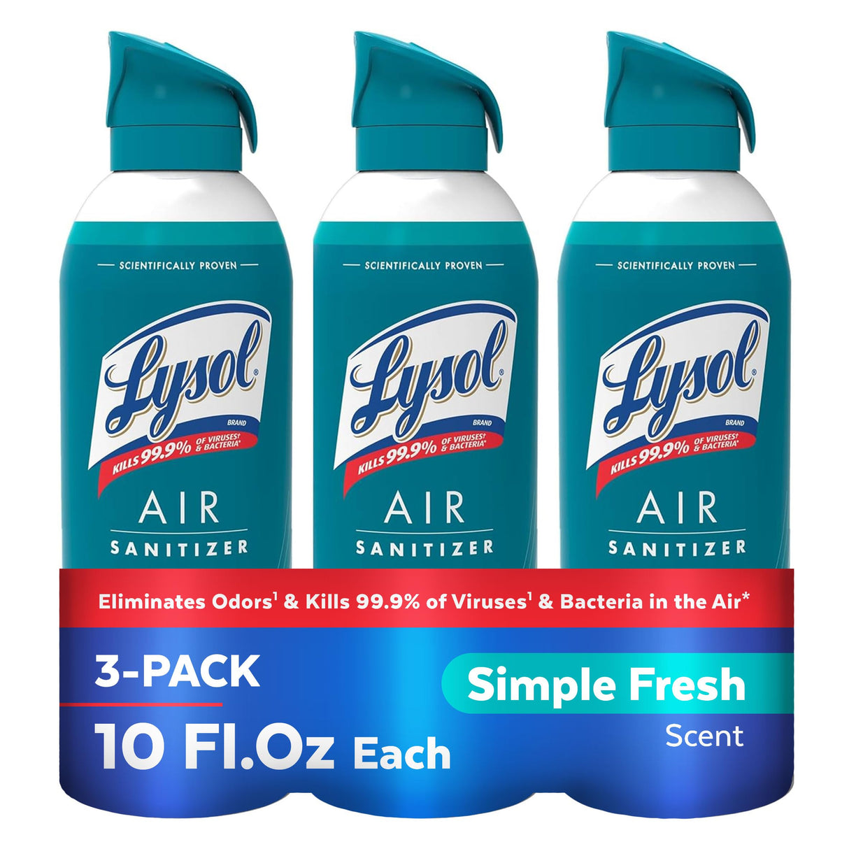 Lysol Air Sanitizer Spray with Odor Eliminator for Home & Office, Sanitizing Spray, Air Freshener Alternative, Simple Fresh Scent, 10 oz (Pack of 3)