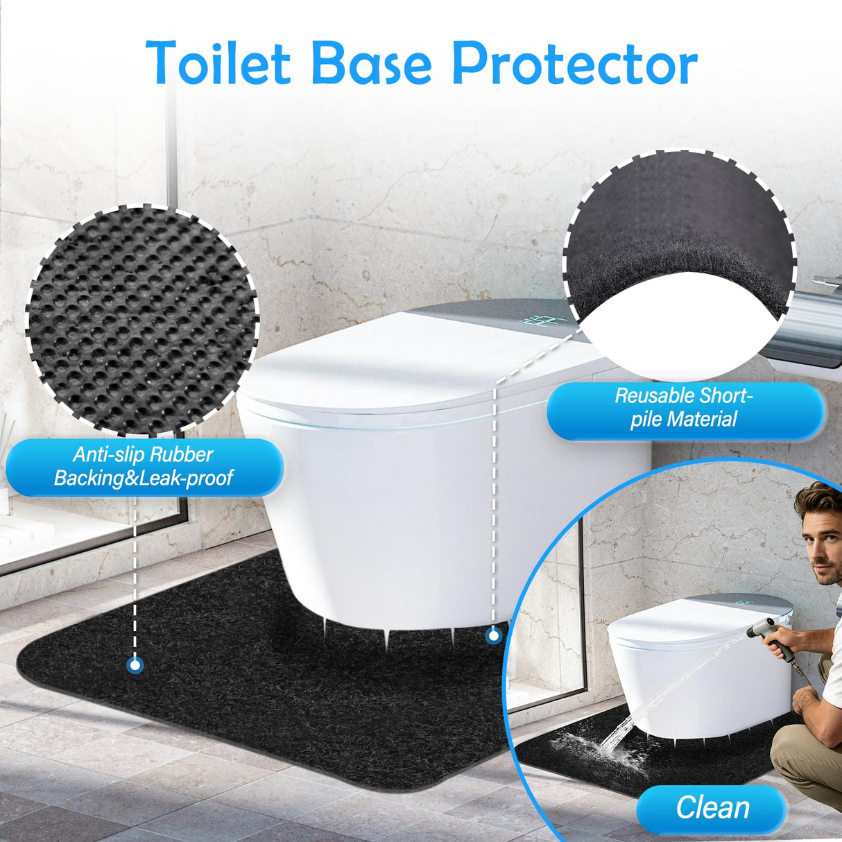 4 Pack Toilet Mats,Upgrade Toilet Floor Protector from Urine,Toilet Rugs U Shaped Washable,Toilet Mats for Bathroom,Around Toilet Floor Protector,Potty Training Mats for Bathroom