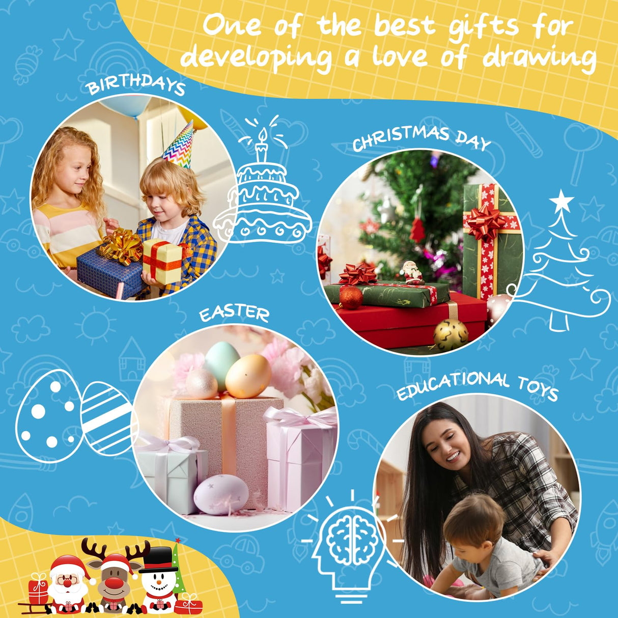 MAYESAR Toy for 1-2 Year Old Boys, Toddlers Toys with Magnetic Letters and Numbers, Art Easel for Kids 1 2 Year Old, Boy Birthday Christmas Gifts (Blue)