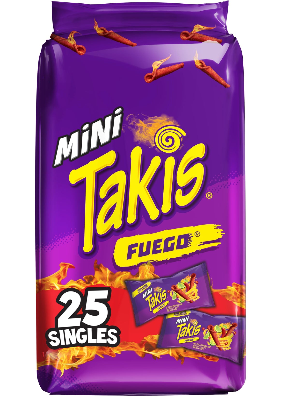 Takis Mini Rolled Tortilla Chips Multipack - Fuego, 25 Count / 1 oz