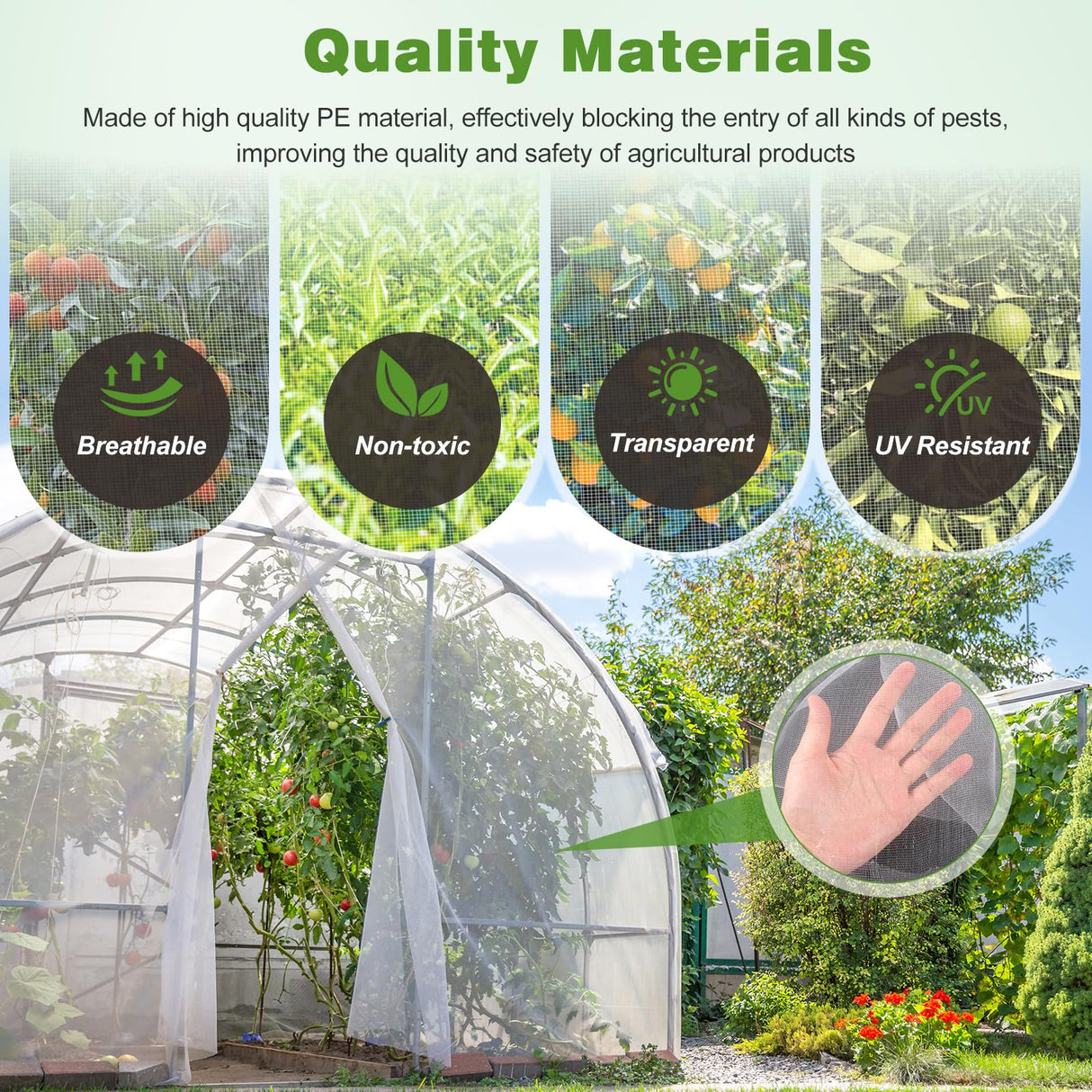 Garden Netting Pest Barrier, 10 X 50FT Insect Netting for Garden Raised Beds, Garden Mesh Netting Bug Netting Row Cover for Vegetables, Fruit Trees, Blueberry Bushes
