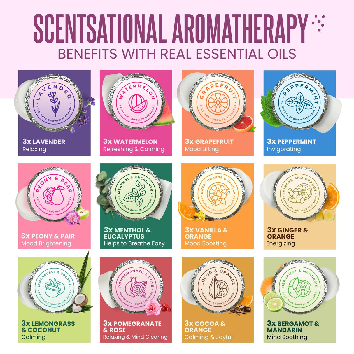 Cleverfy Shower Steamers Aromatherapy – Stocking Stuffers for Teen Girls, Women and Wife – Christmas Gifts for Teens and Women – White Elephant Gifts for Adults – 36 Tablets