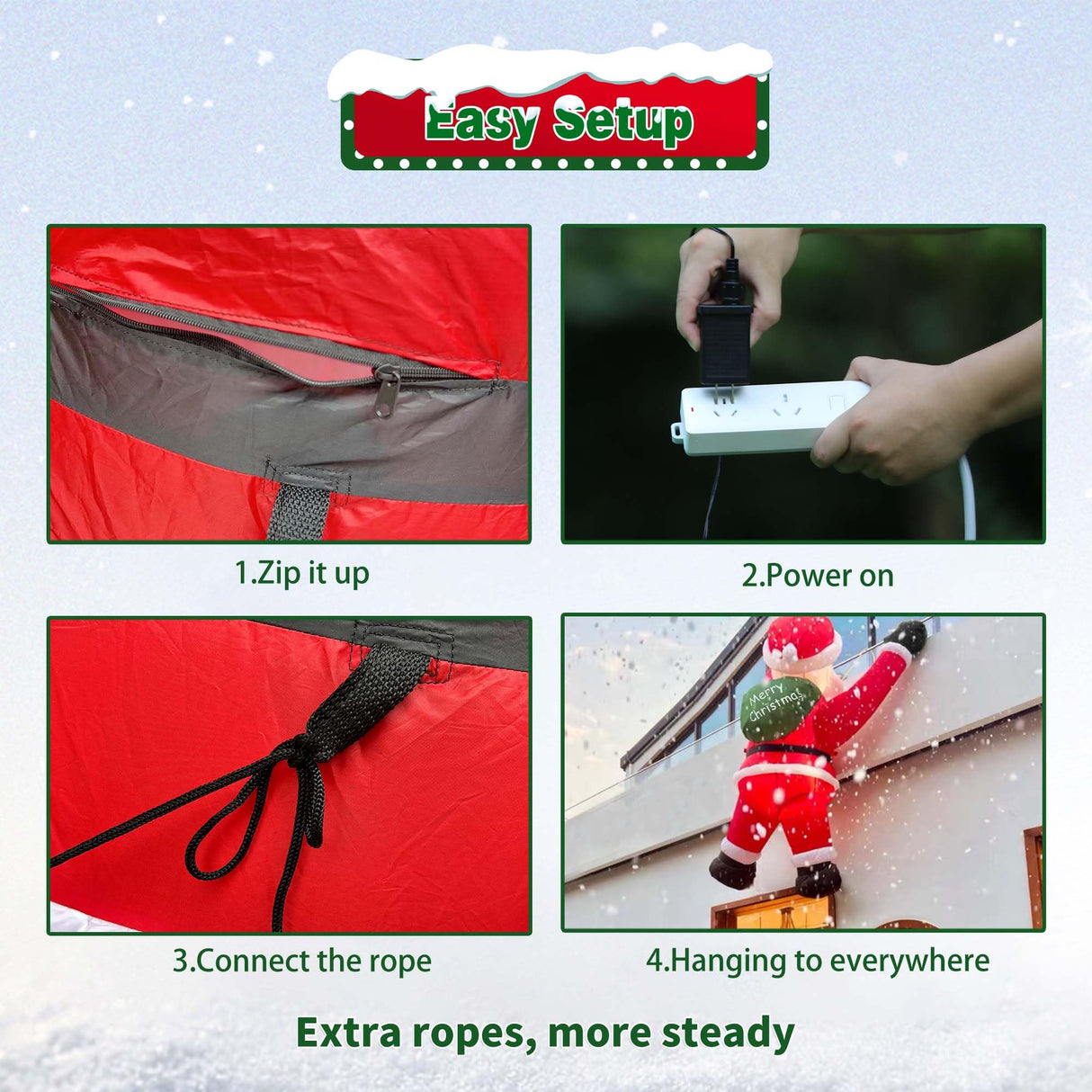 TwoBees 6FT Christmas Inflatables Outdoor Decorations Joy Hanging Santa Claus Gift Bag, Very Bright LED Lights Blow Up Giant Christmas Decor for Indoor Yard Outside Fall Vacation Holiday Party Lawn