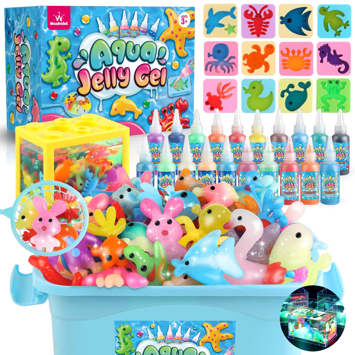 Magic Water Elf Toy Kit, Aqua Fairy Water Gel Kit with 20PCS Magic Gels and Animal Molds, Gift for Christmas, Easter, Birthday,Creative Art Craft Kits for Girls Boys 6 7 8 9 10 Year Old