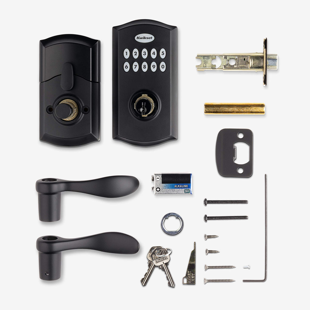 Kwikset SmartCode 955 Pembroke Light Commercial 10-Button Keypad Electronic Lever, Convenient Keyless Entry, 3-Year Battery Life and High Traffic Durability in Satin Nickel