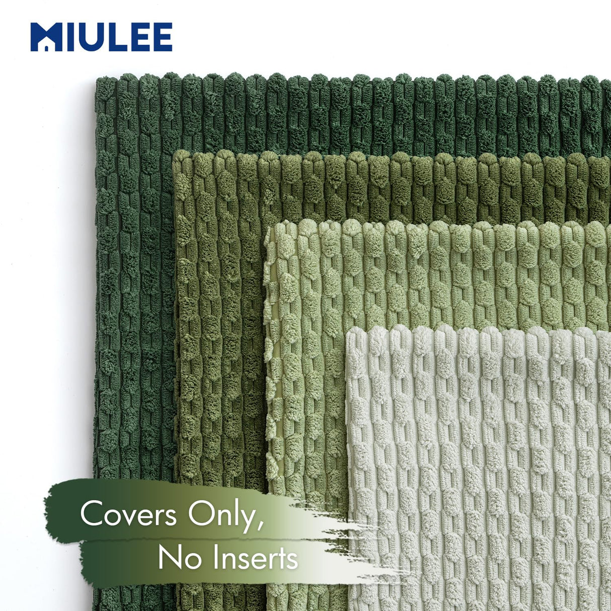 MIULEE Decorative Sage Green Christmas Throw Pillow Covers Soft Couch Set of 4 Boho Striped Cushion Covers Corduroy Pillowcases Farmhouse Home Decor for Couch Bed Sofa Room 18x18 Inch Forest Green