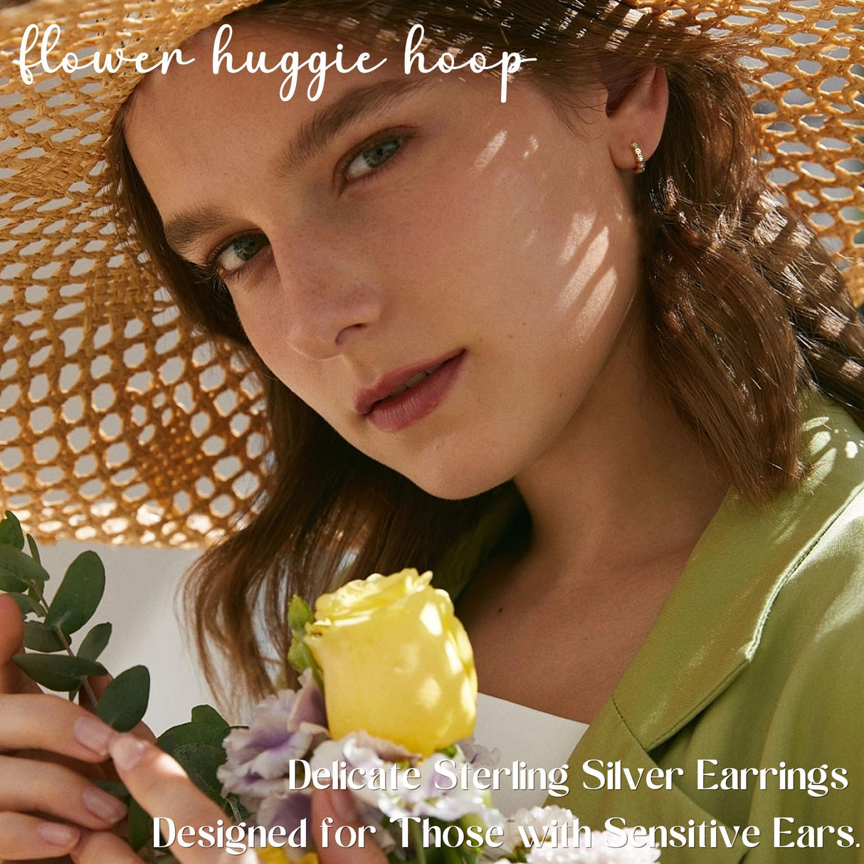 MILACOLATO Solid 925 Sterling Silver Daisy Hoop Earrings for Toddler Women