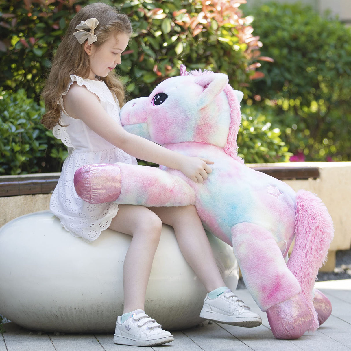 Tezituor 43in Giant Unicorn Stuffed Animal, Rainbow Pink Stuffed Unicorn Toys for Girls and Women, Big Unicorn Plush Gifts for Valentines Day, Christmas, Birthday, Party and Decorations