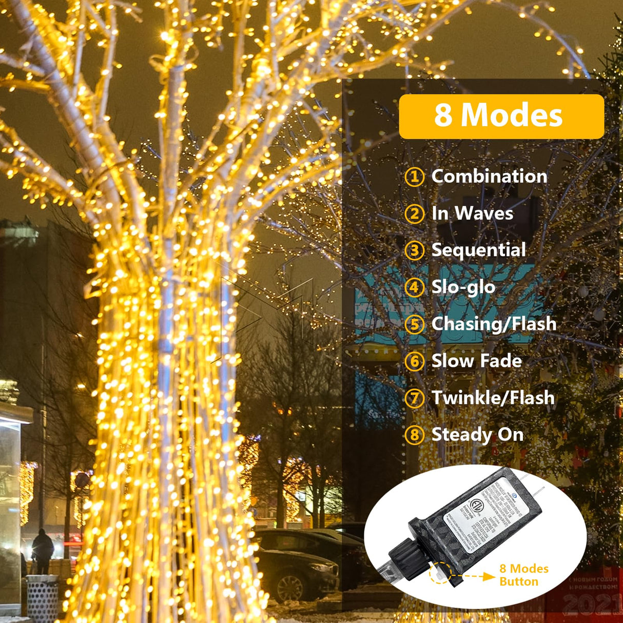Connectable 240LED 88Ft 13Modes String Lights Indoor Outdoor Clear Wire | Warm White Christmas Lights | Twinkle Fairy Light Plug in with Timer for Bedroom Classroom Tree Decor