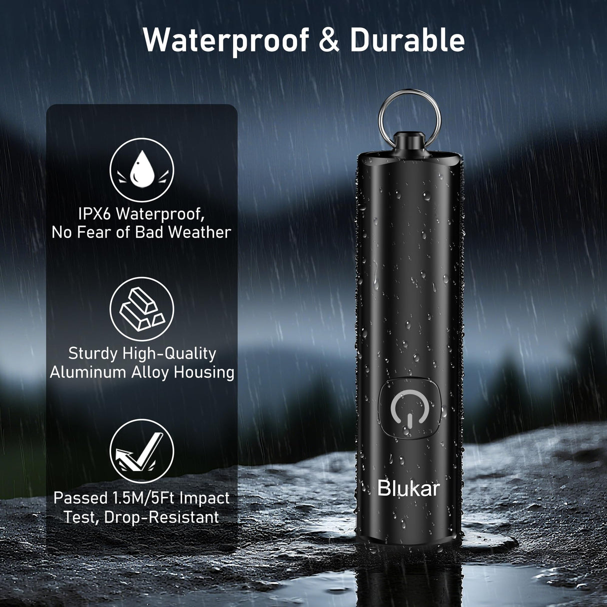 Blukar 2 Pack Rechargeable EDC Flashlight, 360L Mini Keychain Flash Light with 3 Lighting Modes, Memory Function, Waterproof, Compact and Portable Pocket Light for Everyday Carry, Emergency, Camping