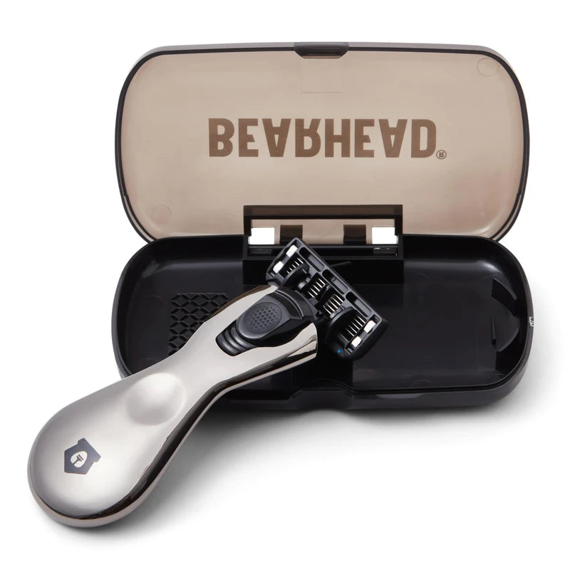 BEARHEAD Head Razor for Men | Skull Shaving Razor for Bald Men | Precision Blades Nick-Free | Sure-Grip Shower Handle | Easy Clean Blades | Travel Case