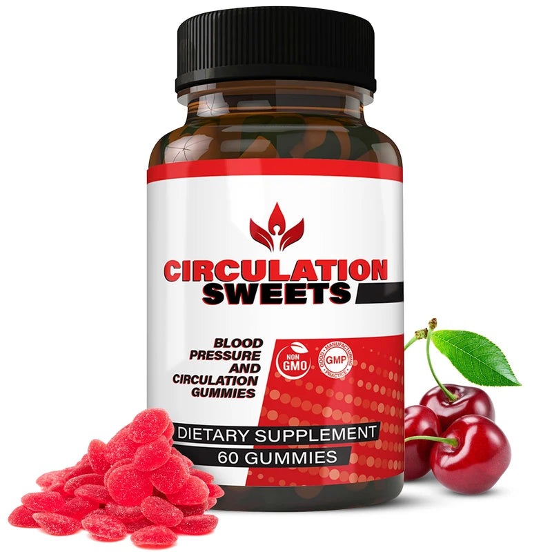 Circulation Sweets Beet Root Gummies - High Blood Pressure Supplements with S7, Beetroot & Pomegranate - Supports Circulation, Energy & Neuropathy Pain Relief - 60 Non-GMO Gummies