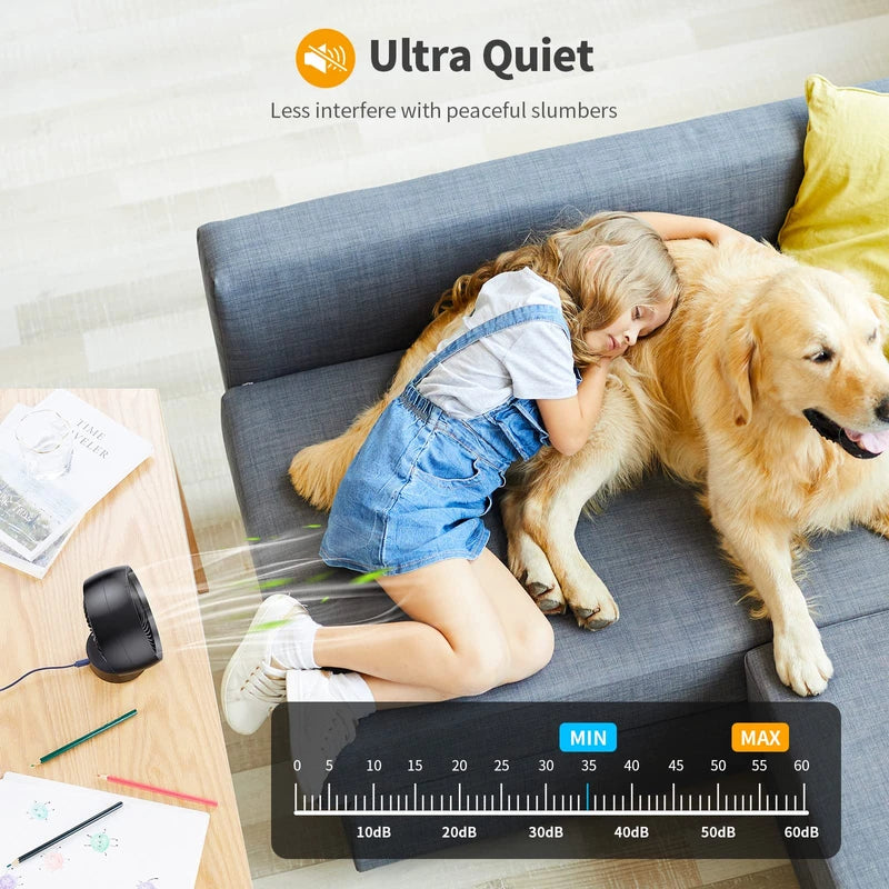 SmartDevil USB Fan, Mini Fan, Small Quiet Table Fan, Stepless Speed 20° Adjustment, USB Desk Fan, Low Noise, USB Fan Easy to Carry, for Office, Home (Black)