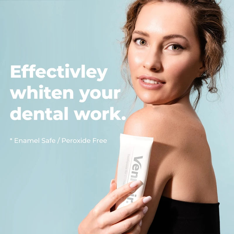 Venneir® Professional Toothpaste for Veneers, Implants, Bonding, Crowns & Natural Teeth —Effective Stain Removing, Natural, SLS Free, Pro Enamel Repair