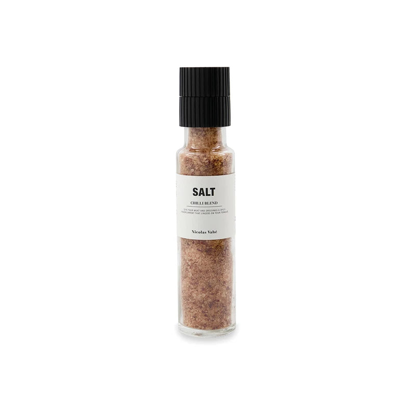Nicolas Vahe Chilli Salt Ceramic Salt and Herb Mill French Sea Salt with Chilli in Danish Design