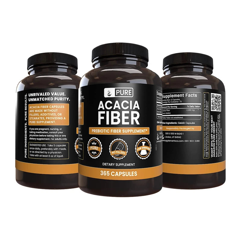 Pure Original Ingredients Acacia Fiber (365 Capsules) No Magnesium Or Rice Fillers, Always Pure, Lab Verified