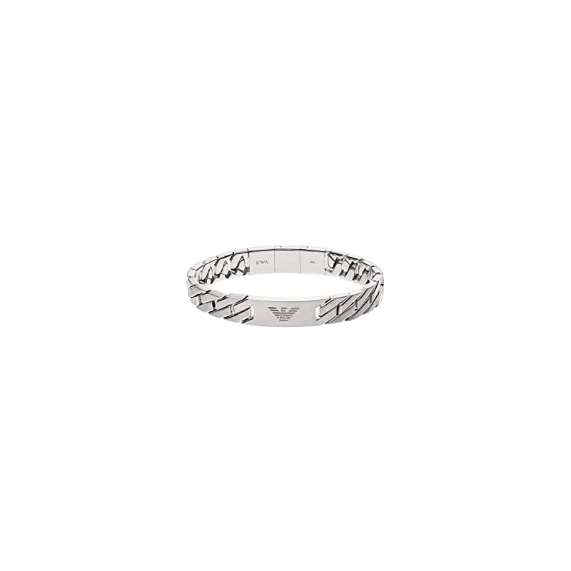 Emporio Armani men's stainless steel bracelet with carabiner, slider or magnetic clasp