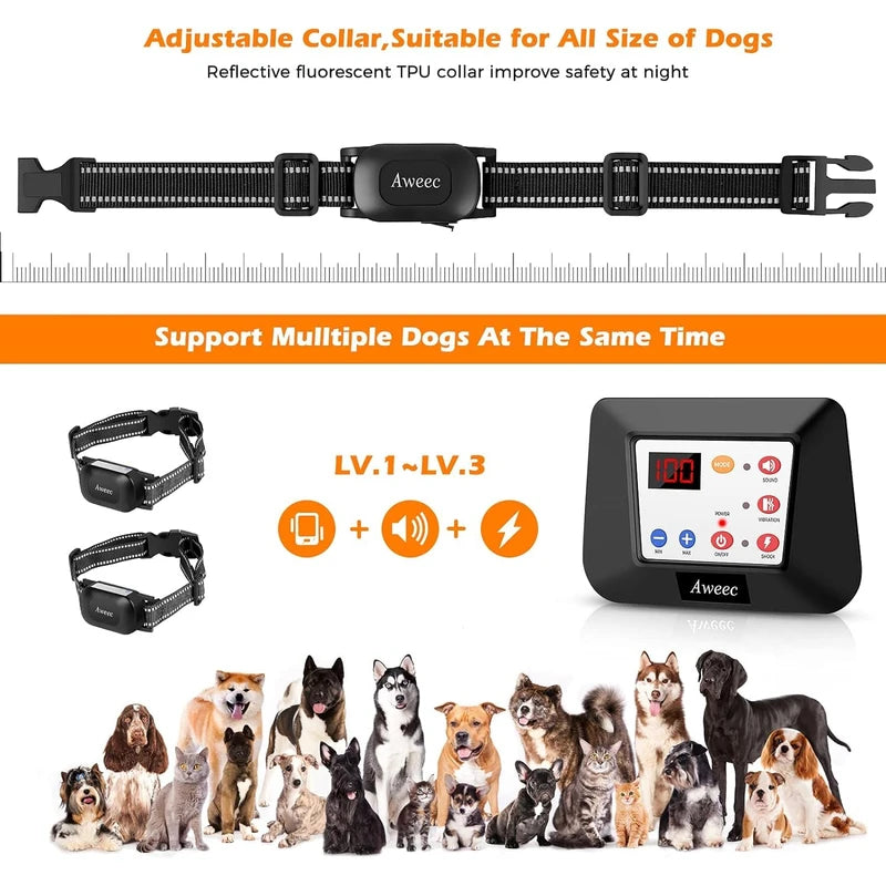 Aweec Wireless Dog Fence,Dog Training Collar & Electric Fence with Remote 2-in-1,Dog Boundary Containment System Wireless,Adjustable Wireless Dog Training Collar for Medium,Big Sizes Dog(Collar Only)