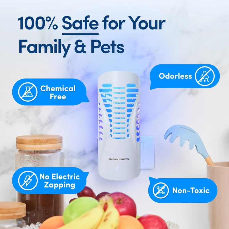 Shieldeck Flying Insect Trap Plug in - Indoor Fruit Fly Trap, Gnat Trap, and Mosquito Trap - Bug Catcher Traps with UV Light for House Indoors (1 Device + 5 Refills) (Device)