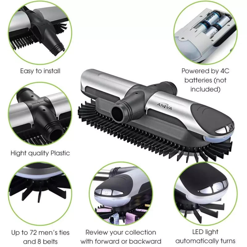 Aniva Motorized Tie Rack Best Closet Organizer with LED Lights