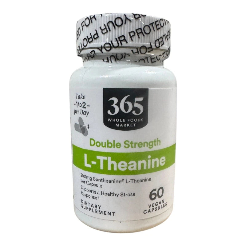 365 2-Pack 365 WHOLE FOODS MARKET Double Strength L-Theanine 60 Capsules Each 1/26