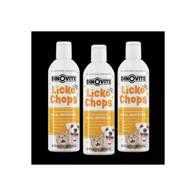 Dinovite LickOchops Omega Fatty Acid & Nutrient Supplement for Cats – 3 Pack